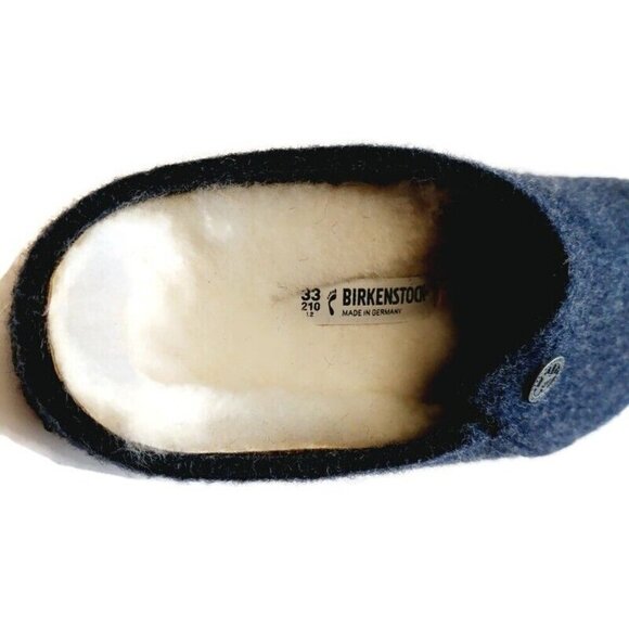 Birkenstock Zermatt Shearling Lined Slide Slippers Kids Size L2 EU33 Dark Blue - Picture 2 of 9